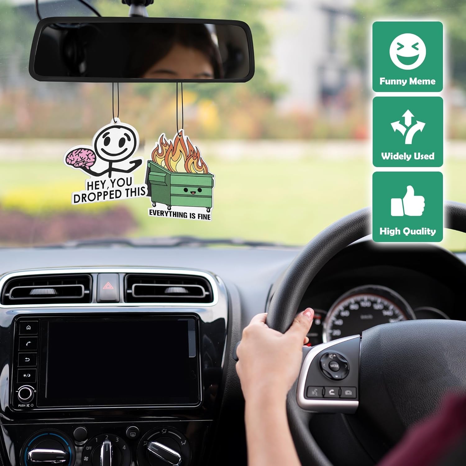 7 Pcs Funny Meme Car Air Fresheners Cute Cartoon Incense Chips Scented Diffuser Rearview Mirror Hanging Pendant Ornaments Decoration Automotive Interior Accessories Party Favors for Women Man